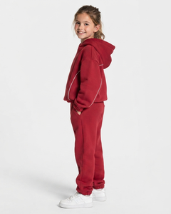 Conjunto Deportivo de Dos Piezas para Niñas, Sudadera con Capucha de Felpa de Algodón y Pantalones Deportivos, Ropa Deportiva Informal Cálida para Invierno - Product Image 2