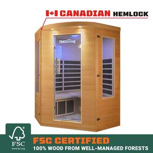 Sauna a Infrarossi per Interni TMG Living per 3 Persone in Legno di Hemlock Canadese con Altoparlanti Bluetooth e Porta in Vetro Temperato Modello D0100X3AEXX - Product Image 2