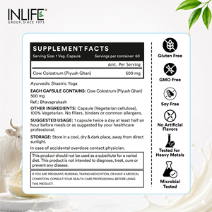 Capsules de colostrum bovin 500mg 30% IgG 50% Protéines avec lactoferrine, première tétée lyophilisée, 60 unités, soutien intestinal - Product Image 5