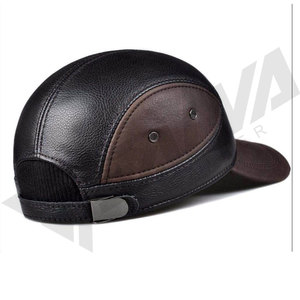 Casquette de baseball en cuir véritable de haute qualité, unisexe, bleue, réglable, imperméable, pour sports de plein air, hiver - Product Image 4
