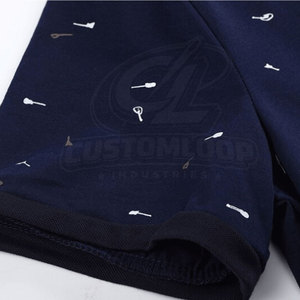 Polo à manches courtes pour homme de haute qualité, bleu marine, avec motif imprimé blanc, tissu respirant décontracté - Product Image 6