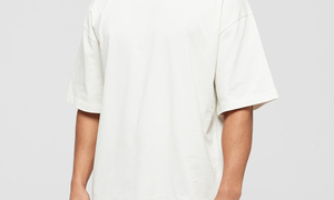 T-shirt en jersey de coton blanc surdimensionné pour homme, manches courtes, col rond, décontracté, couleur unie, tricoté, coupe ajustée - Product Image 2