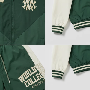 Custom Logo Plus Size <b>Men</b> Windbreaker Tracksuit Set Patchwork Zip Up Streetwear Jogger <b>Jacket</b> & Shorts Set Satin Fabric Casual - Product Image 5