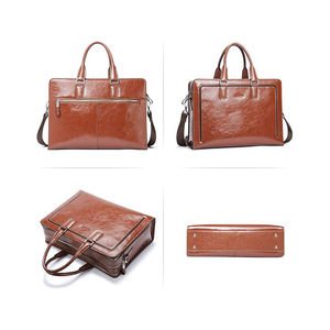 Women Genuine Leather <b>Briefcase</b> Tote Business Vintage Handbag 15.6" Laptop Shoulder Bag Brown - Product Image 4