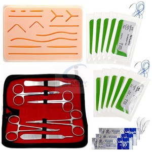 CLASTY INSTRUMENTS Kit de pratique de suture chirurgicale manuel avancé en acier inoxydable pour la formation médicale avec plaies pré-coupées – Vente en gros - Product Image 1