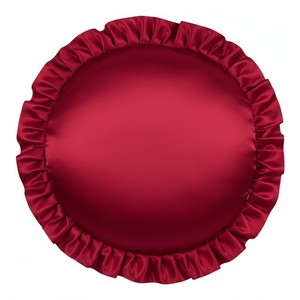 Funda de Almohada Redonda de Satén Rojo de Lujo, Decorativa con Volantes, para Decoración del Hogar, Hotel y Sofá - Product Image 3