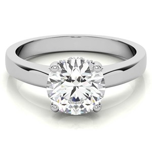 Anillo de Compromiso Premium con Moissanita de Corte Brillante Redondo de 1.3 Quilates, Anillo de Propuesta de Oro Blanco Sólido de 10K con Halo Oculto, Anillo de Boda - Product Image 2