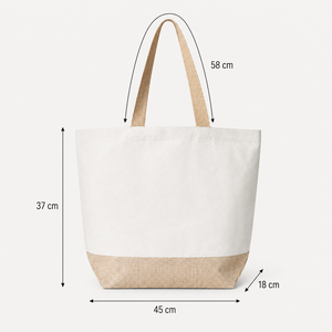 Sac fourre-tout de plage en toile naturelle et jute laminée 45x37x18cm, logo personnalisé, pour centres de villégiature, shopping, vente en gros, OEM, fabricant de marques privées - Product Image 2