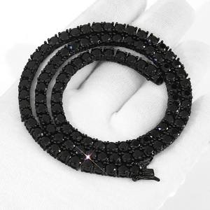 Hip Hop Black Moissanite Tennis Chain <b>Necklace</b> Iced Out Luxury Street Fashion <b>Statement</b> Rapper Style Chain for Men - Product Image 6