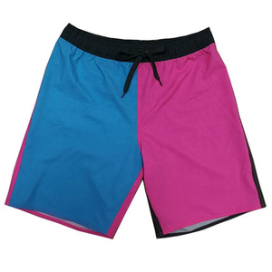 Men's Color Blocked Blue Pink Breathable Quick Dry Board Shorts Mid Waist Drawstring Swim Trunks Side Stripe Pockets Beach - Product Image 1