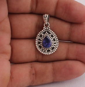 Colgante de Tanzanita Natural, Plata de Ley 925, Joyería con Gema Azul Violeta Facetada, Estilo Vintage, Collar TZ para Mujer - Product Image 2