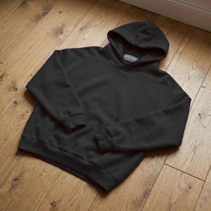 Custom Printed Black Hoodie Men's Casual Knitted Cotton Hooded Oversized <b>Drop</b> Shoulder Sweatshirt <b>Back</b> Logo Regular Fit Autumn - Product Image 3