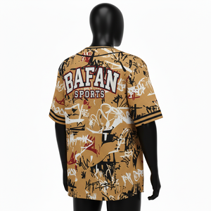 Camiseta 100% algodón para hombre, corte holgado, estampada, estilo béisbol, transpirable, malla de poliéster, sublimación, logotipo personalizado, panel con botones. - Product Image 5