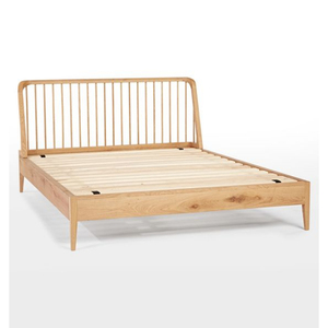 Teak <b>Wood</b> <b>Bed</b> Frame Midcentury Modern Spindle Headboard <b>Platform</b> <b>Bed</b> Natural Finish - Product Image 3