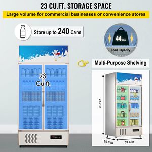 Frigorifero per Vini e Bevande con Porta in Vetro e Luce LED, per Casa e Ufficio, 23 Cu. Ft. Ft." - Product Image 3