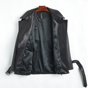 Chaqueta de Motociclista de Cuero PU para Mujer, Cuello Camisero, Manga Larga, Cierre de Cremallera, Color Sólido, Resistente al Viento, Estilo Otoñal - Product Image 4