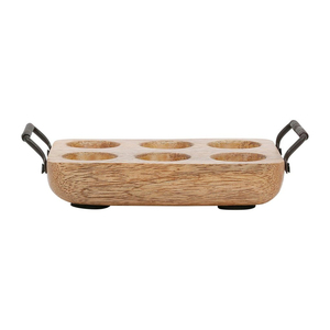 Moderno Porta Huevos de Madera de Mango Natural, Bandeja de Almacenamiento de Huevos de Madera para Decoración de Cocina Rústica y Organización del Refrigerador - Product Image 1