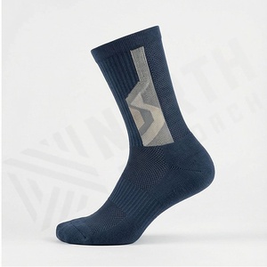 Crew <b>Socks</b> Navy Blue Plaid Pattern Breathable <b>Running</b> Sports <b>Socks</b> for Adults Spring Season - Product Image 3