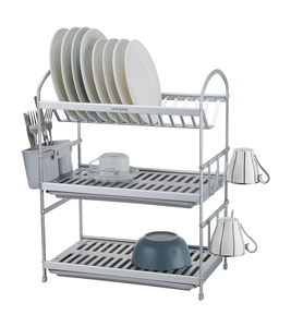 LIFE SMILE - Escurridor de Platos de Aluminio de 3 Niveles de Alta Calidad, Escurridor de Utensilios de Cocina con Soporte de Vidrio de Tres Capas - Product Image 1