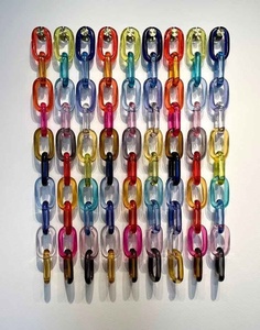 Colorful <b>Resin</b> Handmade Link Chain Wall Sculpture Blue Gradient Customized Shape Home Decor Artistic Hanging Ornament Artizon - Product Image 6