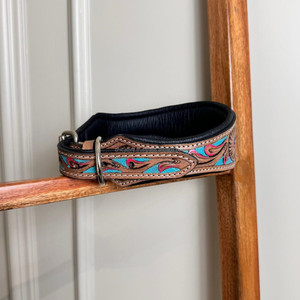 Hand Crafted Tooled Leather Dog Collar Floral Training <b>Padded</b> <b>Puppy</b> Collar High Quality Genuine Leather Comfortable Dog Collars - Product Image 3