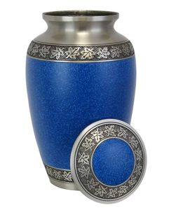 Silver Cremation Urn with Gold Leaf Pattern Bend for Adult <b>Ashes</b> <b>Keepsake</b> Jar Handmade Cremation Urns Funeral Supplier Online - Product Image 6