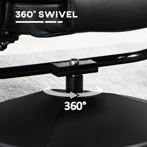 Poltrona Reclinabile Elettrica e Manuale con Poggiapiedi, Girevole a 360°, Schienale Regolabile, in Ecopelle Nera per Arredamento Soggiorno - Product Image 6