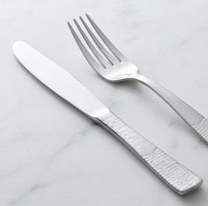 Ensemble de couverts en acier inoxydable très vendu, finition miroir, manche martelé, vaisselle moderne - Product Image 2