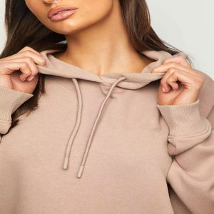 Women's Winter Fashion Custom Printed Two-Piece Set Cotton Fleece Sweatpants Hoodie Embroidery Logo Solid Pattern Streetwear - Product Image 3