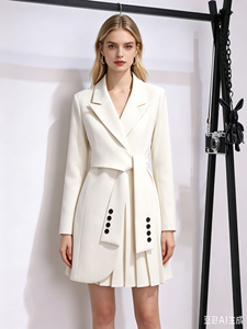 Robe Blazer Midi pour Femme IStapromo, Manches Longues, Col Revers, Ceinturée, Coupe Évasée, Robe de Bureau Casual - Product Image 5
