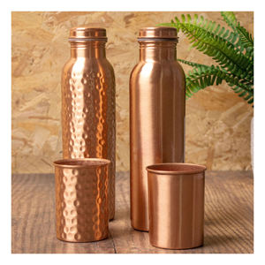 Golden Floral <b>Copper</b> Water <b>Bottle</b> Vintage Blossom Artwork Elegant Reusable Leakproof <b>Copper</b> <b>Drinking</b> <b>Bottle</b> for Daily Wellness - Product Image 3