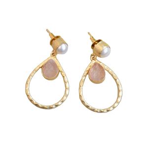 Pendientes de Latón Natural, Hechos a Mano, con Acabado de Latón Antiguo Semiprecioso, Pieza de Diseño Moderno, Listos para Enviar al por Mayor - Product Image 1