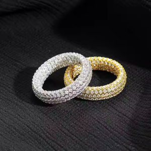 Dazzling Engagement Wedding Anniversary Moissanite Diamond <b>Eternity</b> Band <b>Rings</b> 925 Sterling <b>Silver</b> Hip Hop Unisex Premium - Product Image 1