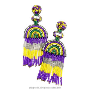 Pendientes de aro con cuentas de trébol hechos a mano, joyería colgante de trébol para mujer, bonito accesorio de Festival de San Patricio, regalo personalizado al por mayor - Product Image 5