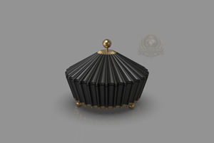 โถตกแต่งหรูหราพร้อมฝาปิด สีดำและสีทอง ภาชนะเก็บของดีไซน์เนอร์พร้อมฝาปิด โถตกแต่งโต๊ะสไตล์โมเดิร์น ของตกแต่งระดับพรีเมียม - Product Image 5