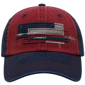 Red And Navy <b>Vintage</b> Washed Baseball <b>Cap</b> With Geometric 3D Embroidery Curved Brim Adjustable Unisex Custom Logo OEM ODM Hat - Product Image 1