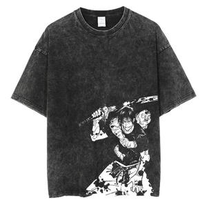 เสื้อยืดโอเวอร์ไซส์สีดำสำหรับผู้ชาย แขนสั้น คอกลม สไตล์สตรีท พิมพ์ลายตัวอักษร ผ้าเจอร์ซีย์ถักจากผ้าฝ้าย 100% - Product Image 1