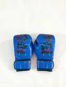 Nouveautés : Gants de boxe Fairtex en cuir personnalisés, imprimé bleu effet éclaboussures, avec fermeture auto-agrippante, pour le kick-boxing et l'entraînement MMA - Product Image 6