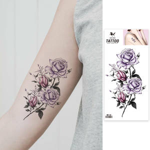 Pegatina de tatuaje temporal impermeable flor estilo tradicional a todo Color arte corporal de larga duración para hombres y mujeres 2025 nuevo - Product Image 6