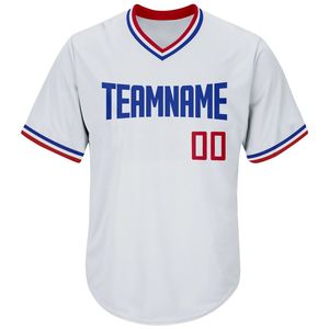 Camiseta de Béisbol Personalizada con Cuello en V Blanca para Hombre, Manga Corta, Nombre del Equipo 00, Ropa Deportiva de Poliéster que Absorbe la Humedad - Product Image 5