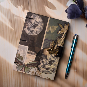 A5 Vintage Moon Phase Aesthetic Handmade 100 Pages Notebook Lock Diary Celestial Butterfly Design Journal Premium Eco Friendly - Product Image 5