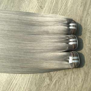 Extensions de cheveux vietnamiens vierges Super qualité 100% prix d'usine os droit Super Double dessiné couleur grise - Product Image 4