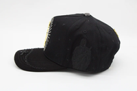Casquette snapback Oxford noire motif léopard, avec broderie mains en prière, croix et strass, écusson métallique San Judas Tadeo, style Chicano, casquettes de baseball