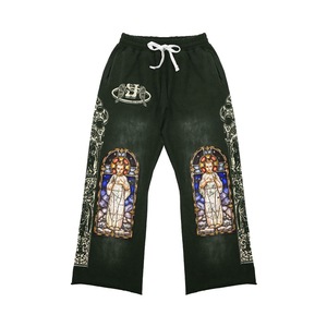 Conjunto de Sudadera con Capucha y Pantalones Acampanados de Chándal con Lavado Ácido Personalizado, Estampado Puff Vintage con Efecto Desgastado por el Sol, Fabricante de Chándales de Algodón - Product Image 6