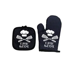 Microondas para hornear de sarga a cuadros Guantes para horno de la Cocina Barbacoa barbacoa guantes - Product Image 1