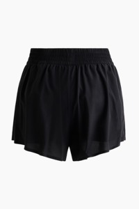 <b>Womens</b> <b>Black</b> Quick Dry Sport <b>Shorts</b> With Drawstring Waist And Side Pockets Regular Fit Mid Rise Knitted Polyester - Product Image 5