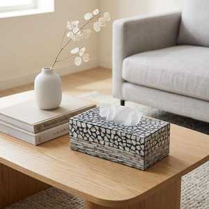 Wholesale Quality Classic Square Mother Pearl <b>Tissue</b> Boxes Mosaic <b>Pattern</b> Design Eco-Friendly Free Standing Decorative <b>Paper</b> - Product Image 2