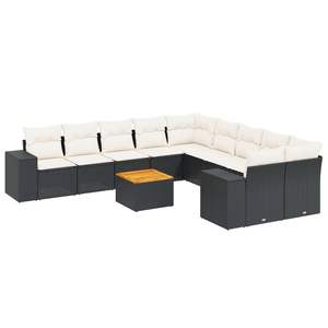 Conjunto de sofás modulares de jardín de ratán PE negro, modelo D0100XFNMB6 - Product Image 2