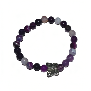 Pulsera de Cristal de Ágata Rosa con Dije de Mariposa - Accesorio de Moda - Product Image 2