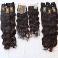 Tissage en lot naturel vierge avec fermeture en dentelle, vison brut naturel, Extensions de cheveux à cuticules alignées, fournisseurs de cheveux crus vietnamien